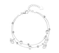 Bracelets For Women Butterfly/Beads//Cute Charm Anklet Gold Plated Layered Chain Anklets For Women 52mm Watches for Men (Silver, One Size)