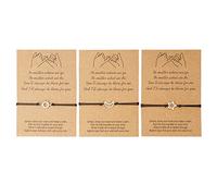 Bracelets for Women Easter St Patrck Day 3 Pcs Matching Distance Bracelets Friendship Gift For Sisters Best Friends Girls Women Flat Earrings (Black, One Size)