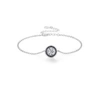 Bracelets for Women Trendy, Jewelry Bracelets Classic Round Design with 0.75ct Round White Lab Diamond and Black Onyx 14K White Gold 16+5cm