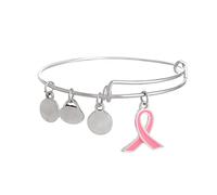 Bracelets For Womens Breast Cancer Awareness Cute Care Around The Breast Accessories Handmade Silver Adjustable Bracelet Women