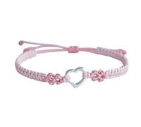 Bracelets for Womens Friendship Heart Shape Peach Flower Woven Bracelet Cute Heart Shape Design Adjustable Silver Transship Bracelets For Womens Girls Silver Bracelet Women (One Size)