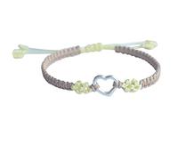 Bracelets for Womens Friendship Heart Shape Peach Flower Woven Bracelet Cute Heart Shape Design Adjustable Silver Transship Bracelets For Womens Girls Silver Bracelet Women (Khaki, One Size)