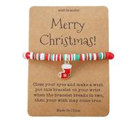 Bracelets for Womens Hot Christmas Pendant Card Handmade Cute Santa Soft Ceramic Bead Bracelet, 2024 New, Daily Life, Christmas Party, Holiday Essentials, Birthday Gifts for Girls, Women (C)