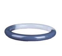 Bracelets,Gray and White Jade Bracelets for Women Round Thin Bangle with Box Good Luck