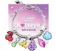Bracelets Inspired by KATSEYE Merch for Fans, Guardian Shield, Limitless Key, Stellar Tiara, Dual Cherry, Dream Anchor, Soothing Shell with Pink K-pop Style Card for Concert Outfits Gifts (6.3, Inches