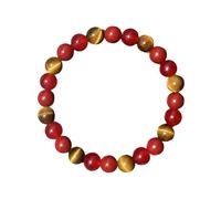 Bracelets Jewellery 10mm Natural Stone Beaded Bracelet, Red Yellow Crystal Citrine Tiger Eye, Attract Wealth & Success Luck (Watermelon Red, 10cm)