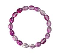 Bracelets Jewellery CHARGED Dark Amethyst Crystal Bracelet Tumble Polished Stretchy + Heart Charging Crystal (OPEN & THE HEART - SOOTHE HURT, LONELINESS & ANXIETY) [ REIKI] (Purple, 12x9cm)