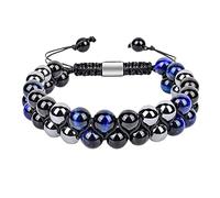Bracelets Men's Women's Triple Bracelet Green Crystal Black Hand Crystal Bead Bracelet Natural Stone For Good Luck Happiness presents for Women (Camouflage, One Size)