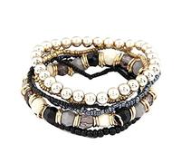 Bracelets Natural Bracelet Choice Stainless Rings Set of Colorful Beads Bracelets The bracelet in soft gift is the for friends, sisters and with steel moon in black jewellery, one size, Metal, No