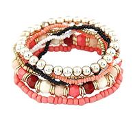 Bracelets Natural Bracelet Choice Stainless Rings Set of Colorful Beads Bracelets The bracelet in soft gift is the for friends, sisters and with steel moon in black jewellery, one size, Metal, No