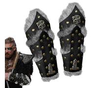 Bracers for Men - 1 Pair Retro Punk Knight Gauntlets | Men Medieval Cosplay Faux Leather Arm Warmers, Pirate Knight Gauntlet Wristband Bracer, Steam Punk Accessories