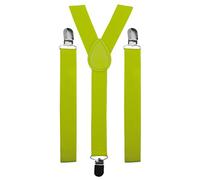 BRACES ADJUSTABLE TROUSER SUSPENDERS UNISEX FANCY DRESS(NEON YELLOW)