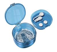 Braces Case - Orthodontic Invisible Retainer Storage, Portable Slim Leak Proof Soaking Container, Denture Cleaning Bath Case | Tooth Box Rinse Basket, Travel Bathroom Adults Kids Children