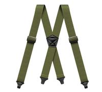 Braces for Men Airport Friendly Hidden Suspenders 3.8cm Wide X-Back With 4 Plastic Gripper Clasps Adjustable Elastic Trouser Pants Deep Olive Green