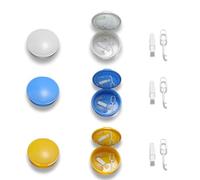 Braces Storage Box - Orthodontic Case with Mirror - Small Size, Includes Aligner Removal Tool & Cleaning Brush - Mouth Guard Holder for Household | Travel | Office (3PCS WHITE BLUE YELLOW)