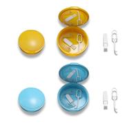 Braces Storage Box - Orthodontic Case with Mirror - Small Size, Includes Aligner Removal Tool & Cleaning Brush - Mouth Guard Holder for Household | Travel | Office (2PCS YELLOW LIGHTBLUE)