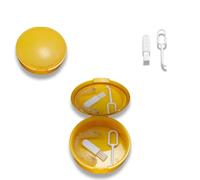 Braces Storage Box - Orthodontic Case with Mirror - Small Size, Includes Aligner Removal Tool & Cleaning Brush - Mouth Guard Holder for Household | Travel | Office (Yellow)