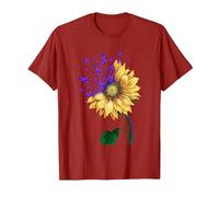 BRACHIAL Plexus Injuries Awareness Sunflower Blue Ribbon T-Shirt, Men, Cranberry Red, 3X-Large
