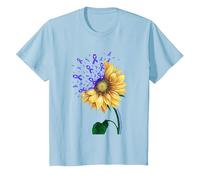 BRACHIAL Plexus Injuries Awareness Sunflower Blue Ribbon T-Shirt, Youth, Baby Blue, Small