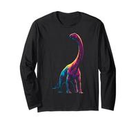 Brachiosaurus Dinosaur Graphic Archaeology Motif Colorful Long Sleeve T-Shirt