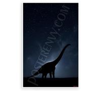 Brachiosaurus Silhouette Under Starry Night Sky Wildlife 12x18 US Made Poster