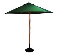 BrackenStyle Wooden Garden Parasol - Pully Operated and Machine Washable Garden Umbrella - 11 Colours - 15kg Black Concrete Base Included (Green)