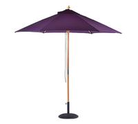 BrackenStyle Wooden Garden Parasol - Pully Operated and Machine Washable Garden Umbrella - 11 Colours - 15kg Black Concrete Base Included (Purple)