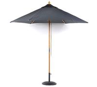 BrackenStyle Wooden Garden Parasol - Pully Operated and Machine Washable Garden Umbrella - 11 Colours - 15kg Black Concrete Base Included (Dark Grey)
