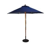 BrackenStyle Wooden Garden Parasol - Pully Operated and Machine Washable Garden Umbrella - 11 Colours - 15kg Black Concrete Base Included (Navy Blue)