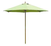 BrackenStyle Wooden Garden Parasol - Pully Operated and Machine Washable Garden Umbrella - 11 Colours - 15kg Black Concrete Base Included (Light Green)