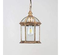 Bracket Light Ip65 Waterproof Hanging Lantern Light, Retro Pendant Lamp Shade, Vintage Outdoor Ceiling Pendant Lights,Glass Aluminum Outside Lights for Patio Garden Porch Balcony, Gold, E27, Le
