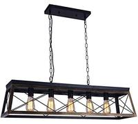 Bracket Light Large Rectangle Pendant Light, Adjustable Hanging Pedant Lights Fixture with 5-Light Flush Mount Ceiling Swag Lighting for Kitchen Dining Room, E27 Base Stainless Steel Bracket Lig