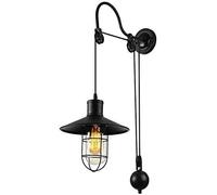 Bracket Light Metal Bracket Lighting Pulley Square Shade Single Wall Sconce Industrial Farmhouse Porch Gooseneck Bracket Light Indoor Restaurant Corridor Led Wall Lamp,Black,Hl410695