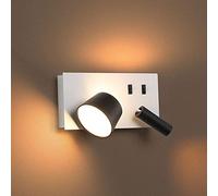 bracket Spotlight, White360° Rotatable Bedside Sconce Places Luminous LED with 2, Adjustable Reading 7W+3W Aluminum Light Fixture wall lamp