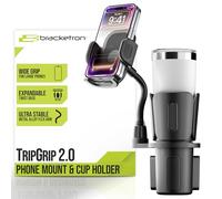 Bracketron TripGrip 2.0 Cup Holder Phone Mount for Car 2-in-1 Universal Phone and Drink Holder for Hands-Free Navigation, Heavy Duty Metal Alloy Arm, Adjustable Gooseneck 360 Rotation, Expandable Base