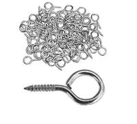 brackit 100x 12mm (1/2”) Zinc-Plated Eye Hook Screws - Round Circle-Style Screw-in Metal Eye Hole Hooks Bolts for Hanging Small Items Pictures Mirrors on Walls