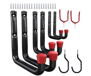 brackit 10x Garage Hooks Heavy Duty - 30pc Assortment Set for Wall-Mounted Storage, Ideal for Hanging Tools, Ladders, Bikes, Hose & Garden Equipment - Includes 20x Wall Anchors & Non-Slip Coating