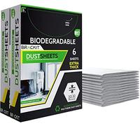 Brackit 12-Pack Biodegradable Large Plastic Dust Sheets for Decorating - 2.7m x 3.6m (12ftx 9ft) - 20 Micron - Embossed White Plastic Sheets For Painting - Waterproof Sheets for Painting & Covering