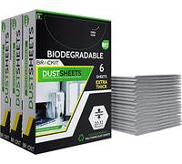 Brackit 18 Bulk Pack Biodegradable Large Plastic Dust Sheets for Decorating - 2.7m x 3.6m (12ftx 9ft) - 20 Micron - Embossed White Plastic Sheets - Waterproof Plastic Sheets for Painting & Covering