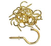 brackit 25-Pack of Brass-Plated Cup Hooks in 32mm (1-1/4"in) - Premium Wall Ceiling Metal Screw Hooks for Home Kitchen Office Bedroom