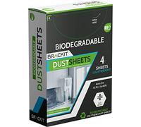 Brackit 4 Pack Biodegradable Dust Sheets, 4x5m (13x16ft), Extra-Large for Furniture and Walls, Waterproof Protectors