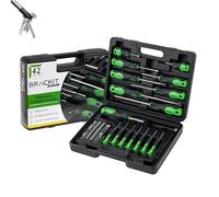 Brackit 42 Pieces Premium Screwdriver Set with Magnetic Tips and Rubber Handles, Including Phillips and Flat Heads in Durable Storage Case