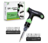Brackit Dual Drive Ratchet T Handle Screwdriver and Bit Set - 22 Piece Precision Kit - 2 x Faster Than Regular Ones - Perfect Tool for Intricate Jobs