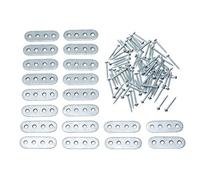 brackit Heavy Duty Steel Flat Straight Fixing Plates with 120x Screws - Ideal for Use as Supports or for Repair Fixing Mending Joining Furniture (Pack of 20)