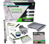 Brackit Interior Walls & Ceiling Painters Kit- 17-Piece Decorators Supplies - For Indoor Painting With Rollers, Paint Brush