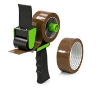 Brackit Packing Tape Set - Brown Tapes with Dispenser - 48mm x 66m - 2 Roll Pack - Strong Heavy Duty Tape for General Use or Moving Home - Easily Seal Your Parcels and Boxes