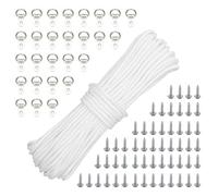 Brackit Picture Hanging Hooks Kit - 120 High-Strength D-Rings with Screws and 10M X 4mm Braided Cord for Hanging Picture Frames to Wall | Ideal for Family Paintings Wedding Photos & Mirrors