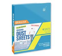 Brackit Premium Plastic Disposable Yellow & Blue Coloured Dust Sheets - 6-Pack 3.6m x 2.7m (12x9ft) - Polythene Dustproof Waterproof Drop Cloth