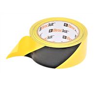 Brackit Self Adhesive Hazard Warning Tape - 48mm x 30m - Yellow & Black Safety Barrier and Line Marking
