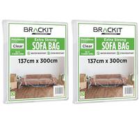 brackit Sofa Storage Bag - Plastic Sofa Cover - Heavy Duty - For up to a 3-Seater Sofa - 300cm x 137cm - Sofa Protector Cover (Pack of 2)
